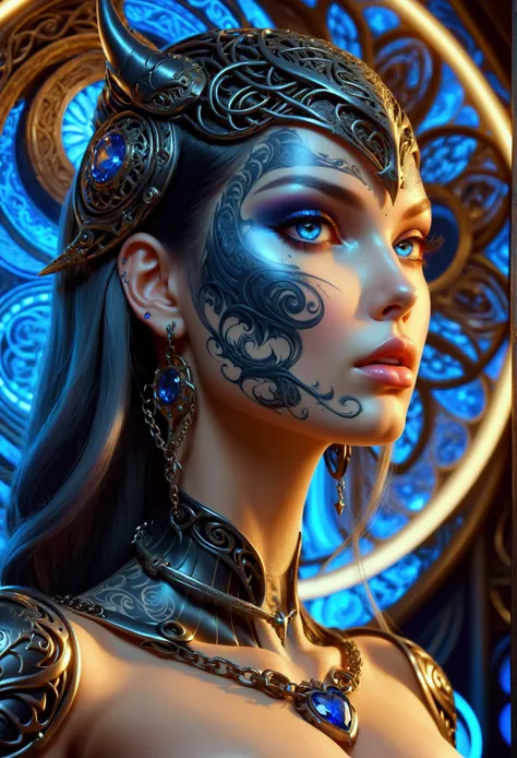 beautiful digital artwork, beautiful digital art, detailed beautiful face, 10k high quality detailed art, very beautiful digital art, digital art. highly detailed, beautiful detailed body, illuminated by a circular light that frames her head Create a hyper...