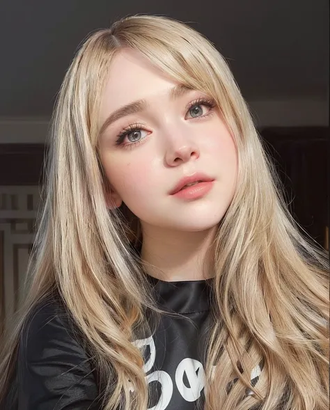  a close up of a woman with long hair wearing a black blouse,  Portrait of Sabrina Carpenter , Sabrina Carpenter, low smooth ponytail, Nice Poarch ,  Sabrina Carpenter Photograph , Sabrina Carpenter as a sith, Cl, Sabrina Carpenter em Star Wars,  Painting ...