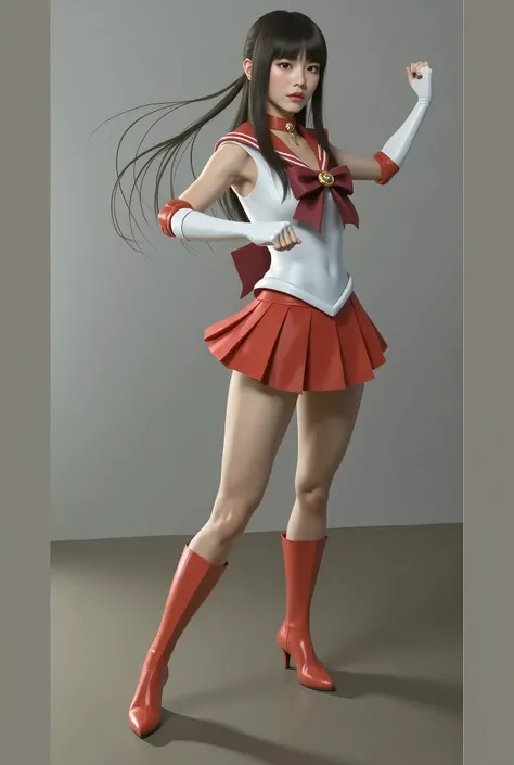  Japanese Beautiful Girl Warrior Sailor Mars、Beautiful Asian Girl、Japanese Beautiful Girl Sailor Warrior 、Wear white opera gloves、During combat、Spread your legs、Spread your legs、Fighting pose