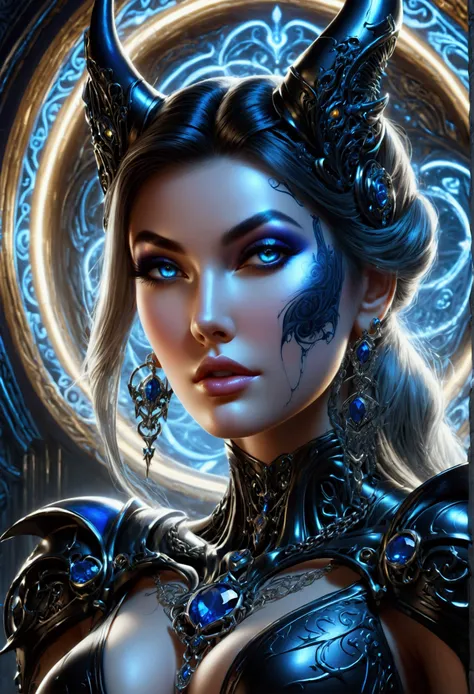 beautiful digital artwork, beautiful digital art, detailed beautiful face, 10k high quality detailed art, very beautiful digital art, digital art. highly detailed, beautiful detailed body, illuminated by a circular light that frames her head Create a hyper...