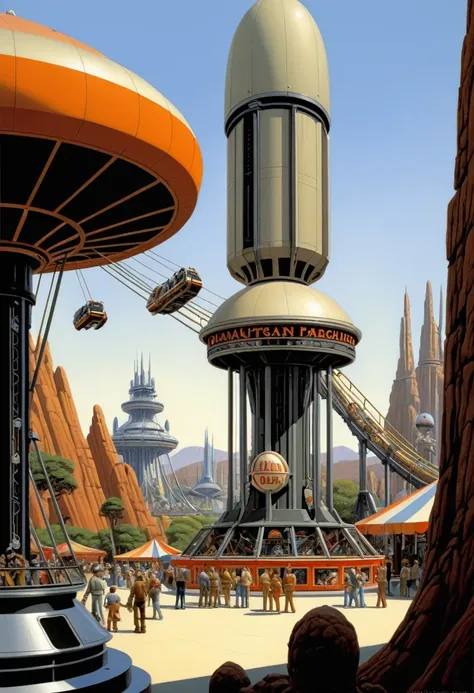 Amusement Park, by Ralph McQuarrie.
best quality, masterpiece, intricate details, ultra-detailed