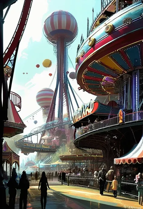 Amusement Park, by Stephan Martiniere.
best quality, masterpiece, intricate details, ultra-detailed