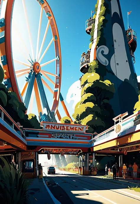 Amusement Park, by Sparth.
best quality, masterpiece, intricate details, ultra-detailed