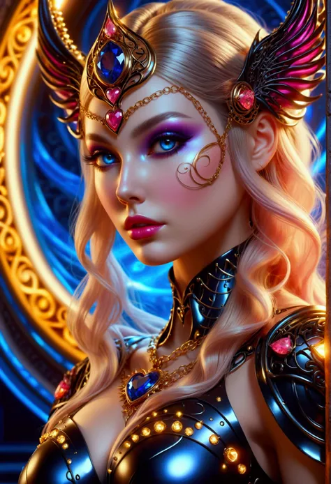 beautiful digital artwork, beautiful digital art, detailed beautiful face, 10k high quality detailed art, very beautiful digital art, digital art. highly detailed, beautiful detailed body, illuminated by a circular light that frames her head Create a hyper...