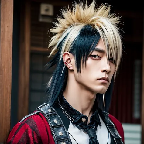 1 man, male, japanese man, visual kai hairstyle, ultra detailed face and body, hyperrealistic, realistic representation, muscula...