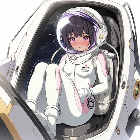 1人of女of子,alone,short hair,(space suit:1.15), black hair space helmet ,whole body, indoor, masterpiece of the highest quality,  t...