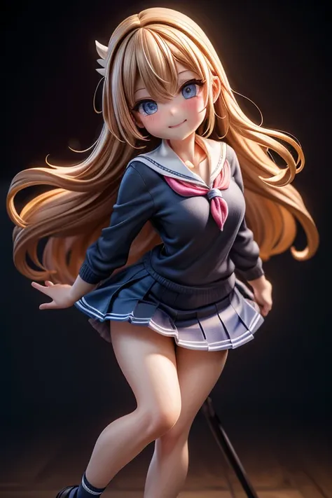 (8K), ( The best quality : 1.2), (realistic), (fotorrealistic: 1.37),   Ultra HD  , 1 girl, beautiful, smile,  Mouth Closed, beautiful details, Beautiful nose, full body, wet hair, school uniform