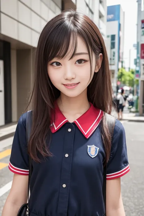   High quality masterpiece  , 8k, , Japanese Girls, RAW Photos, Absurd, Winner portrait smile face, 笑face, Alone, uniform, Summer Clothes Idol&#39;face, violet, Gardenia, Delicate girl, Long black hair, Dark Eyes, Upper body digital SLR,     Observe the Au...