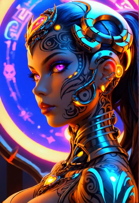 beautiful digital artwork, beautiful digital art, detailed beautiful face, 10k high quality detailed art, very beautiful digital art, digital art. highly detailed, beautiful detailed body, illuminated by a circular light that frames her head Create a hyper...