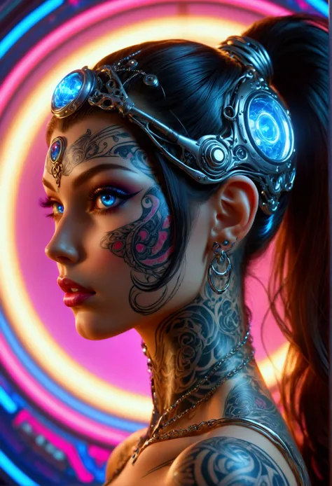 beautiful digital artwork, beautiful digital art, detailed beautiful face, 10k high quality detailed art, very beautiful digital art, digital art. highly detailed, beautiful detailed body, illuminated by a circular light that frames her head Create a hyper...