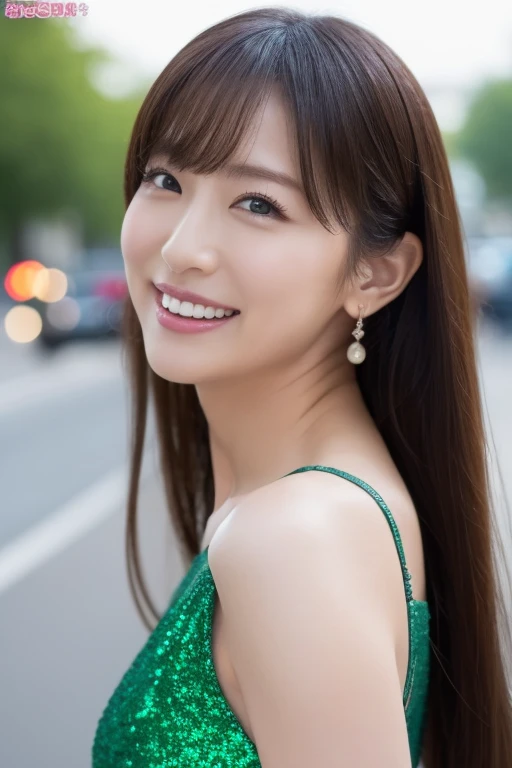 One Girl, (Wearing a green sparkly dress:1.2), (RAW Photos, Best Quality), (Realistic,  Photorealistic:1.4), masterpiece,  very delicate and beautiful, Extremely detailed, 2k wallpaper, wonderful, Finely detailed, Extremely detailedCG Unity 8K壁紙, Ultra-det...