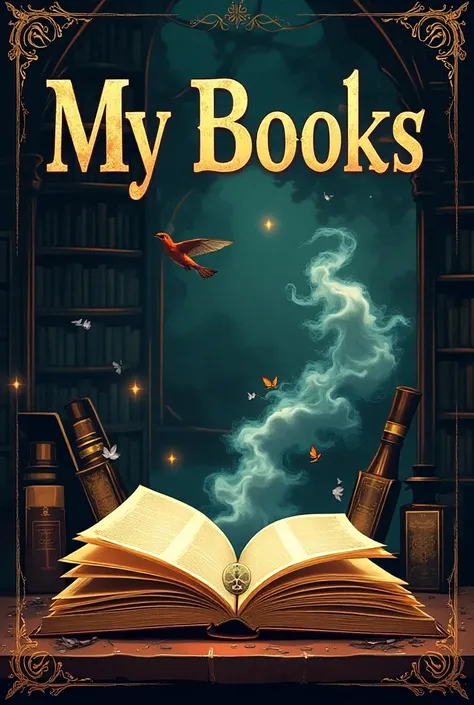 A book cover that says my books 
