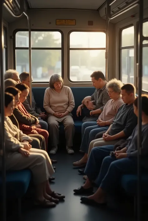 People sleeping on the bus