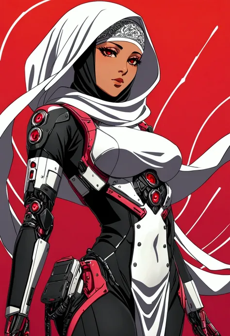 (obra de arte, maximum quality, melhor qualidade, arte oficial, beautiful and aesthetic) fazendo uma pose de heroica e dinamica, Estilo valorant, estilo riot games, She is wearing hijab and her hair is covered, ((hijab)) ((Muslim woman)) ela esta vestindo ...