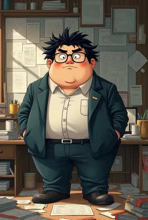  Taro is a 32-year-old man 1 .90 CM 120 kilos ,  with a big, fat and round body and a round face too.  His greasy black hair is always disheveled ,  and his thick glasses give him an intellectual look .  Taro is a genius of drawing and writing ,  and he sp...