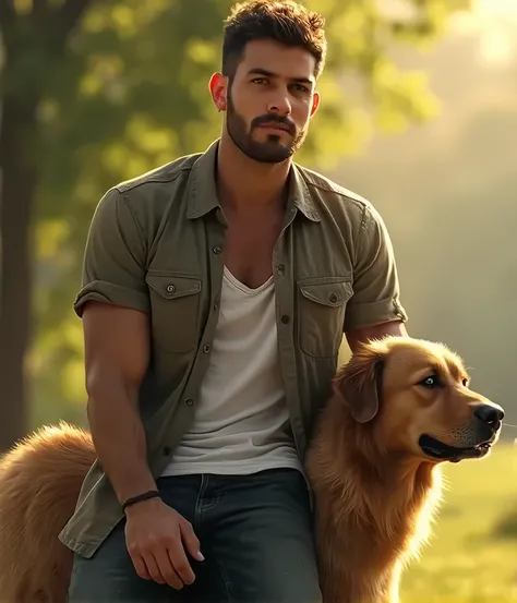 Handsome man with a dog