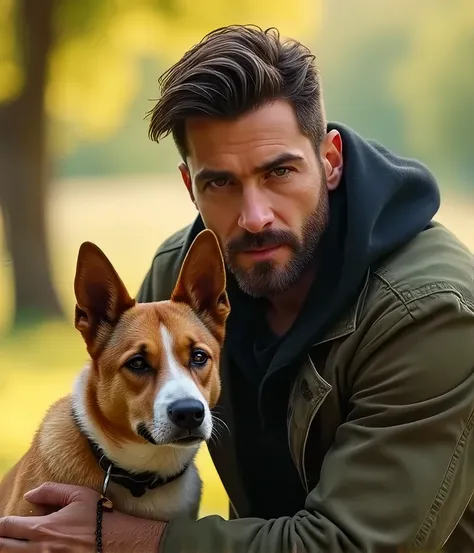 Handsome man with a dog