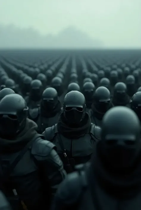 Army in millions of soldiers in black 