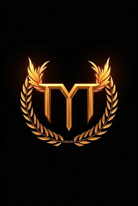 Create a logo to be on a Pre workout called "The Myth". The logo should be a monogram of the letters: M,Y,T,H combined in an innovative way with a Greek touch, and utilize the Phoneix and laurel wreath in the design. Use black and flamy gold coulours. Make...