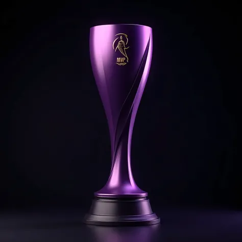  Create a trophy with the name MVP in a very realistic purple color with a black background