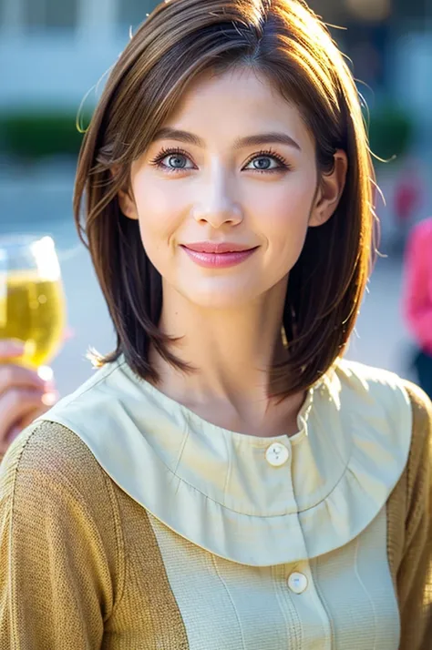 ((White Wine)),((Wine Glasses)),(Realistic, 超Realistic:1.4), 16K HDR,  high res,((White Wine)),((Wine Glasses)),Happy smile、short hair,The best smile、Japanese actress,so beautiful(It looks like the real thing),dress、Slim couple、Model Couple、(Realistic,   c...