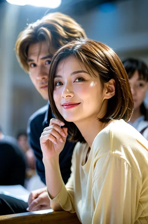 ((White Wine)),((Wine Glasses)),(Realistic, 超Realistic:1.4), 16K HDR,  high res,((White Wine)),((Wine Glasses)),Happy smile、short hair,The best smile、Japanese actress,so beautiful(It looks like the real thing),dress、Slim couple、Model Couple、(Realistic,    ...