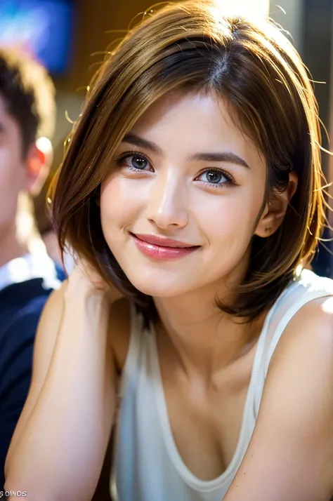 ((White Wine)),((Wine Glasses)),(Realistic, 超Realistic:1.4), 16K HDR,  high res,((White Wine)),((Wine Glasses)),Happy smile、short hair,The best smile、Japanese actress,so beautiful(It looks like the real thing),dress、Slim couple、Model Couple、(Realistic,    ...