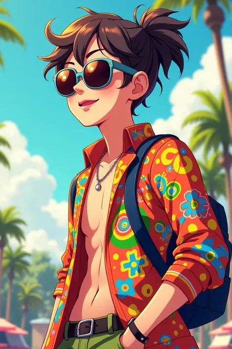 Cartoon anime wearing hodi and sun glasses 