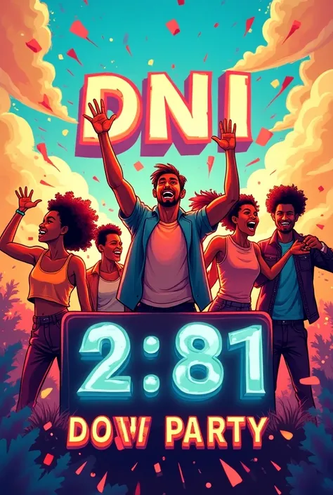 A poster for a party called DNi Party .  Write on this poster that there are 7 days left until the party.