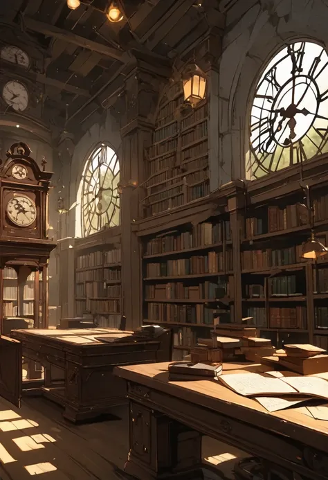 background, Libraries ,Old Clock,Light,green