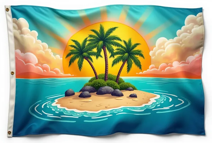 I WANT A FLAG WITH AN ISLAND LOGO IN THE MIDDLE 