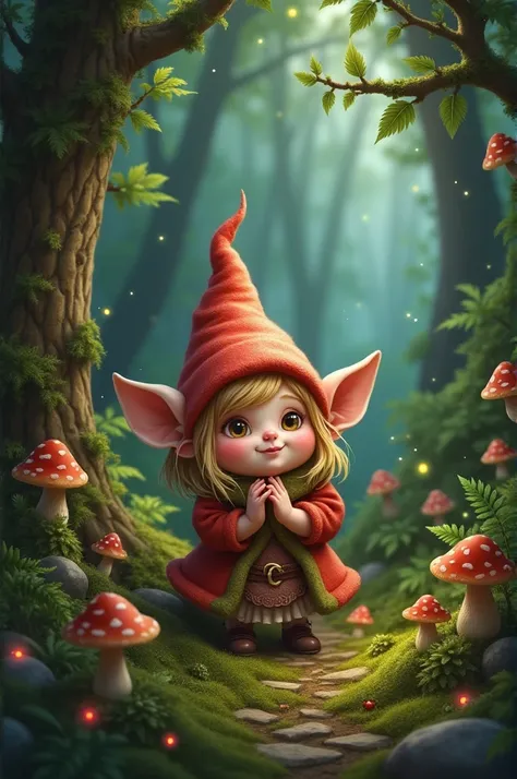 Woman gnome peludinha, bosque, medieval fantasy