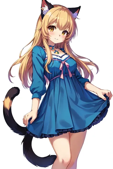 anime girl in blue dress with a cat ears and tail, cute anime catgirl, anime catgirl, beautiful anime catgirl, female furry mini cute style, attractive cat girl, very beautiful cute catgirl, very beautiful anime cat girl, catgirl, anime cat, female fursona...