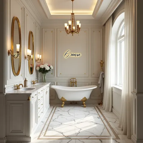 A Neoclassical bathroom blends classic elegance with modern functionality, offering a luxurious yet practical space.
Color Palette: Soft neutrals like white, beige, light gray, or pearl, sometimes accented by gold or dark tones for added opulence.
Marble i...