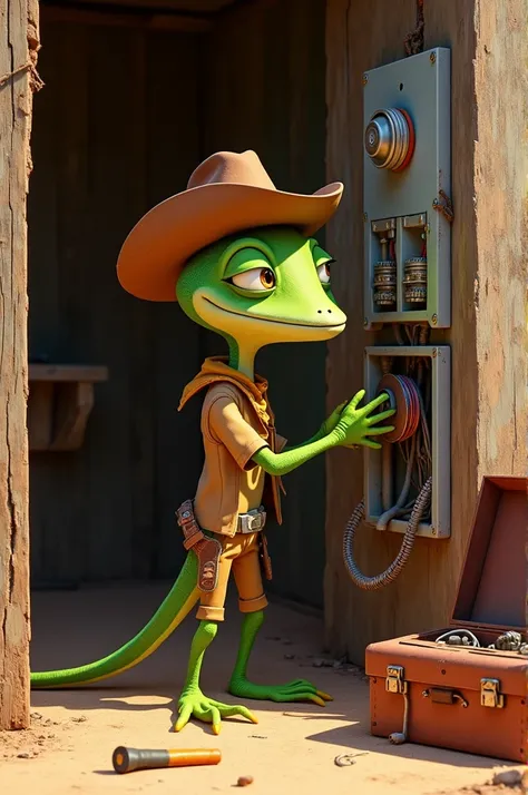 Rango animation movie caracter  working building electrical installation image