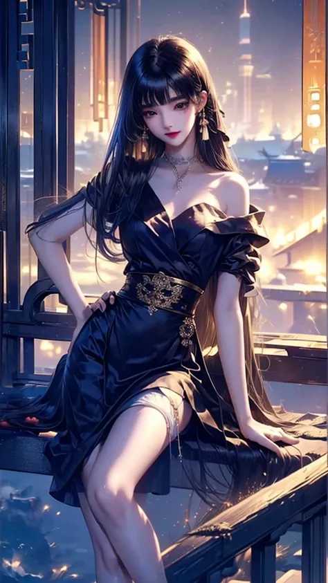 （masterpiece:1.3),( Best Quality :1.4),(actual:1a.4）, Junior Home ,Liu Yurou,Long hair with bangs, Face Makeup ,hairpin, Shing Mang Design Chinese Dress,Full Breasted , Full Waist ,Skirt, Ultra HD,  Very Detailed ,