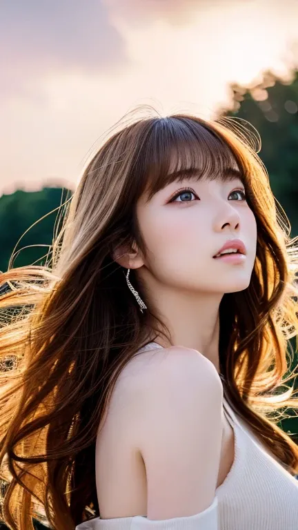 ((Hair blowing in the wind、No makeup:1.2))、(Realistic、Realistic、  very detailed、  Best Detailed Skins、Best Quality、masterpiece、 Super A High Resolution )、 Cute Japanese Woman 、(whole body)、、  young woman android  、1 girl、City of the near future、With bangs、...