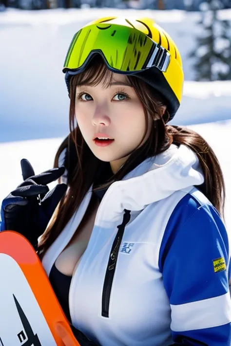 Snowboarding、Gloves、Best Quality、Big Breasts、Accentuate the cleavage