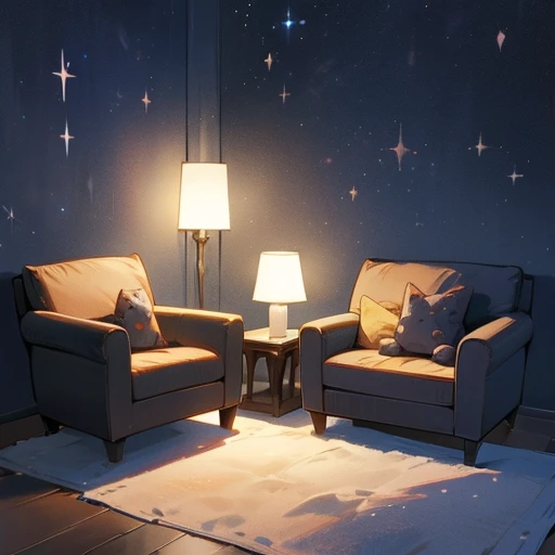 Cute sofa(8k) .Nightsky.starry. light up. Inside.home.room