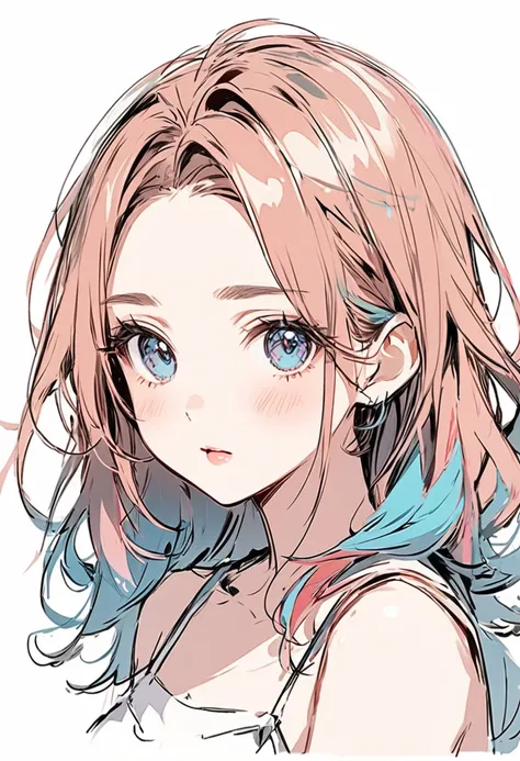 Artwork that looks like a colored rough sketch drawn, cute beauty