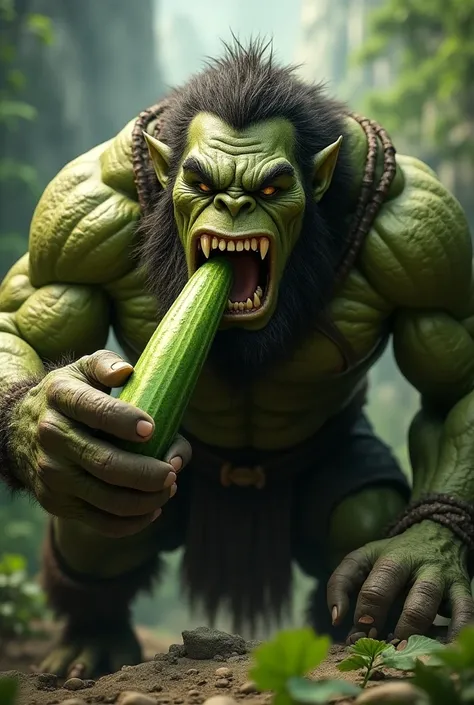 Orc eating a cucumber 