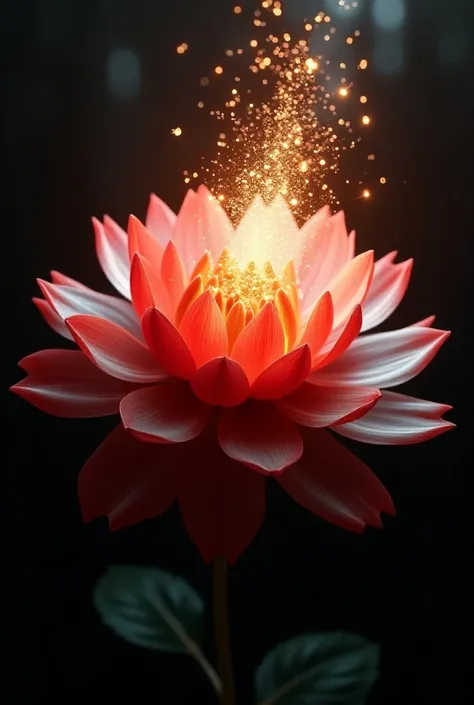 Make a red and white flower at the same time with a firework inside