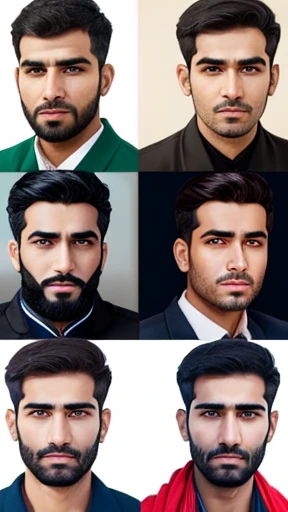  A group of 30-year-old Hasadim men focus on their faces (photo with color)