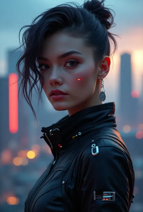 Beautiful girl in cyberpunk clothes