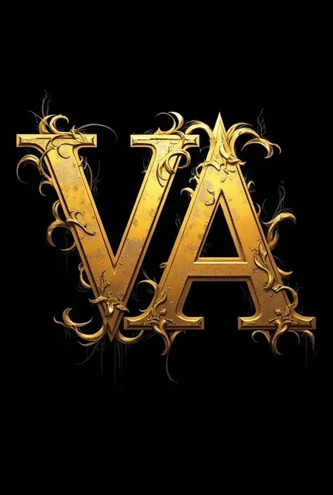 I want a logo that has the V and the A with gold frames and that is black inside and the letters that are like graffiti