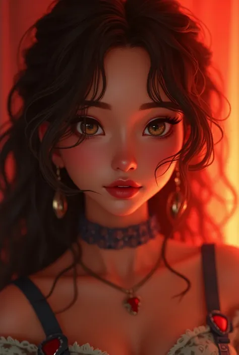 a gorgeous anime style chucky wife, beautiful detailed eyes, beautiful detailed lips, extremely detailed face and skin, long eyelashes, detailed clothing, intricate jewelry, warm lighting, vibrant colors, cinematic composition, digital art, highly detailed...