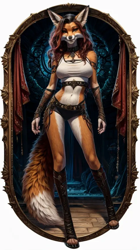 Fox Woman full body sexy beasts breasts on  Skinny Crop Top