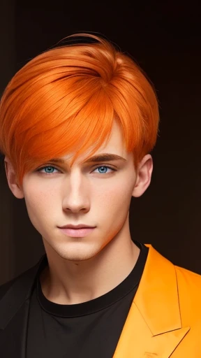  A male heartthrob from Abramowicz with light orange hair focuses on his face (Photo with color)