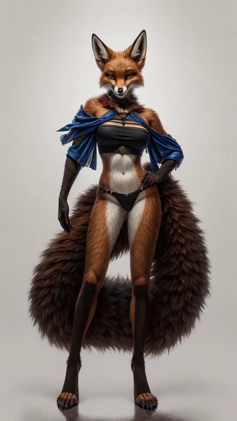 Fox Woman full body sexy beasts breasts on  Skinny Crop Top