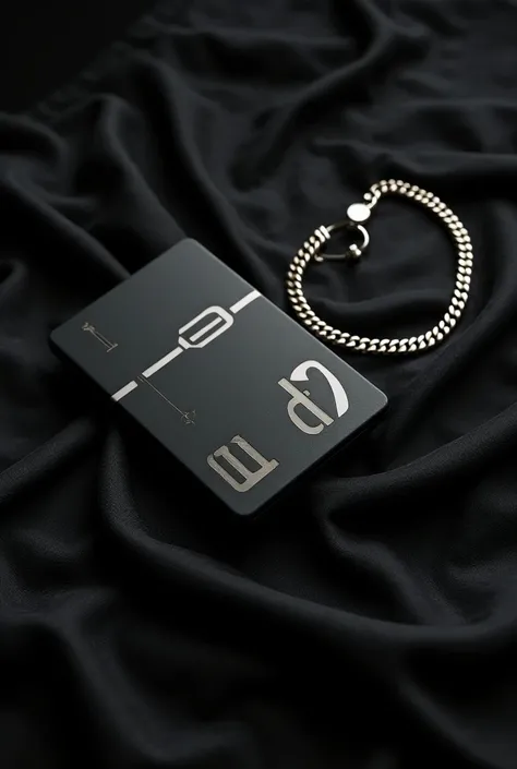 A drum pad on a black bandana with a number and a steel necklace with the number 13